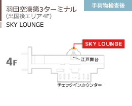 羽田空港第3ターミナル/（出国後エリア 4F）/手荷物検査後