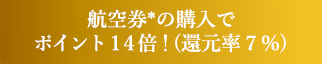 公式販売窓口*からの航空券購入でポイント14倍！（還元率7％）
